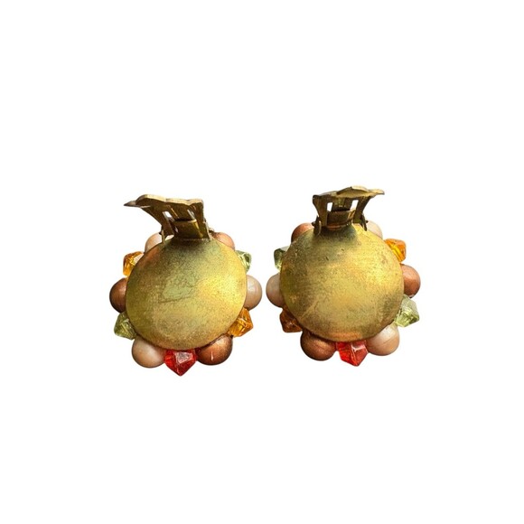 Vintage West Germany Clip On Earrings Bead Cluster Faux Pearl 1950s - Picture 3 of 5